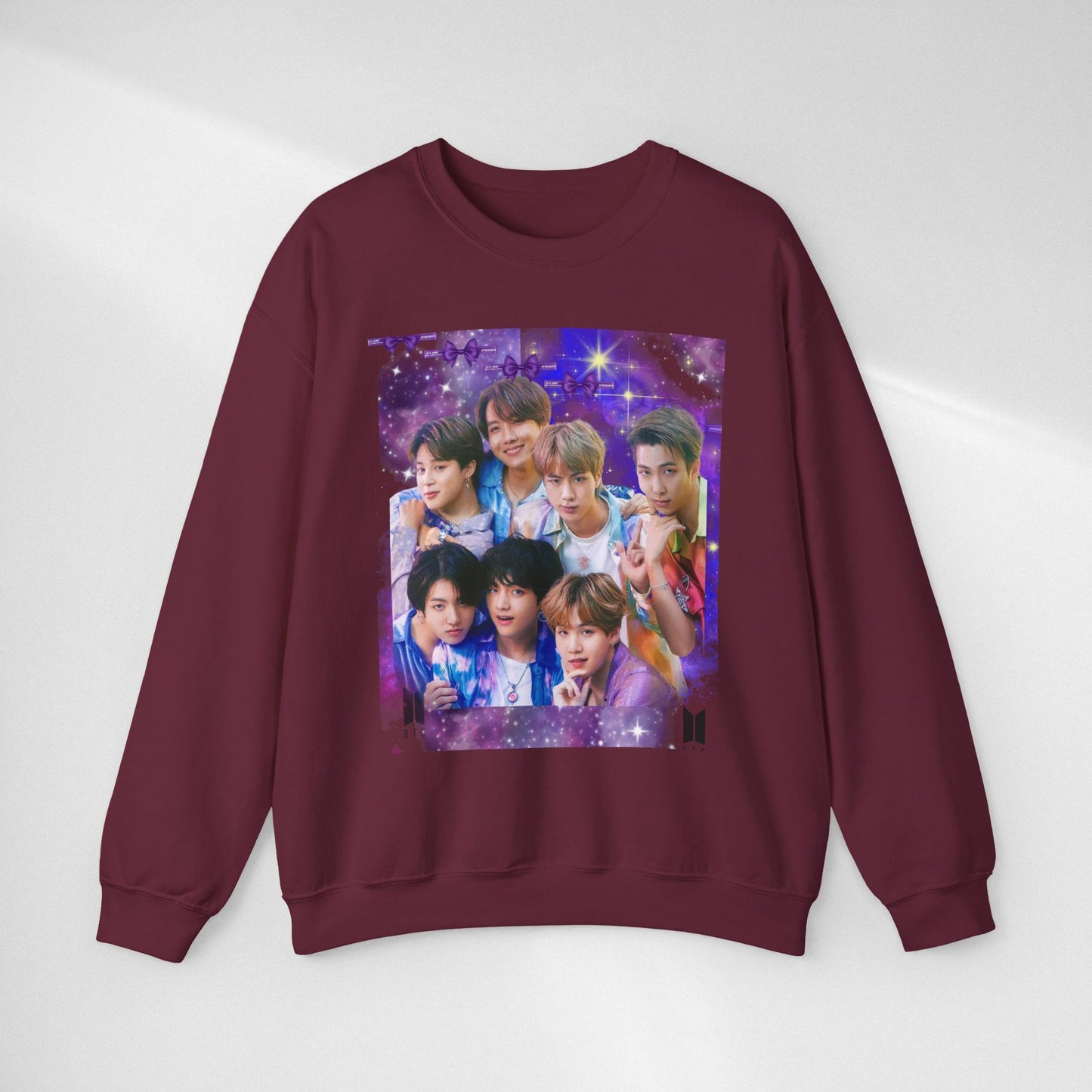 BTS Group Photo Crewneck Sweatshirt — Purple Fan Art Print
