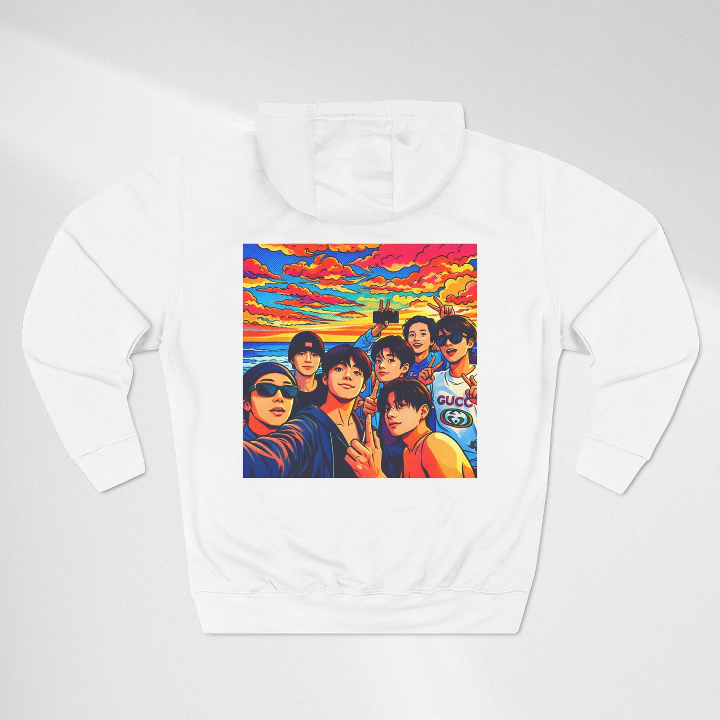 BTS Inspired Graphic Hoodie — Vibrant Group Portrait Streetwear