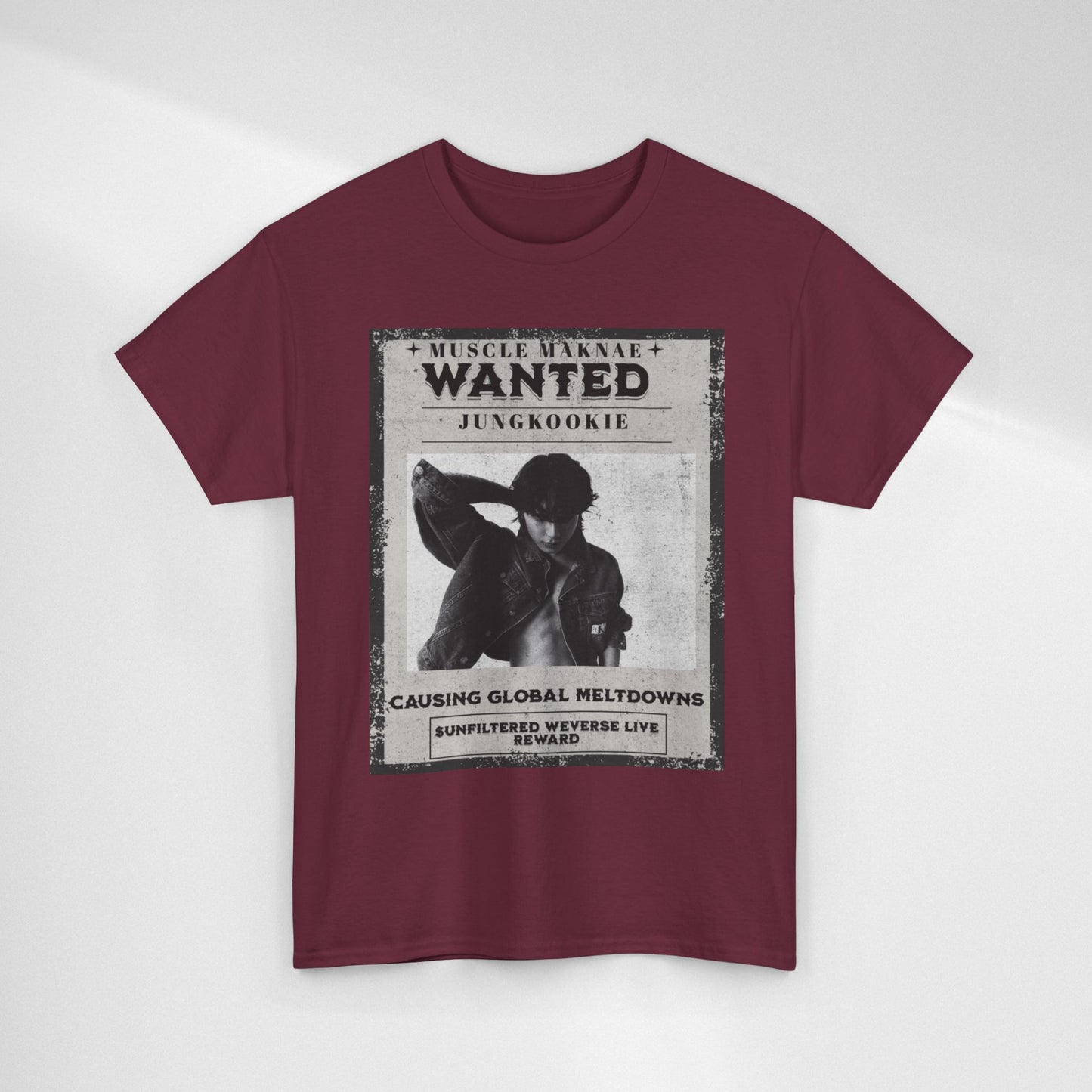 Wanted Poster T-Shirt — "Jungkookie" Vintage K-Pop Graphic Tee
