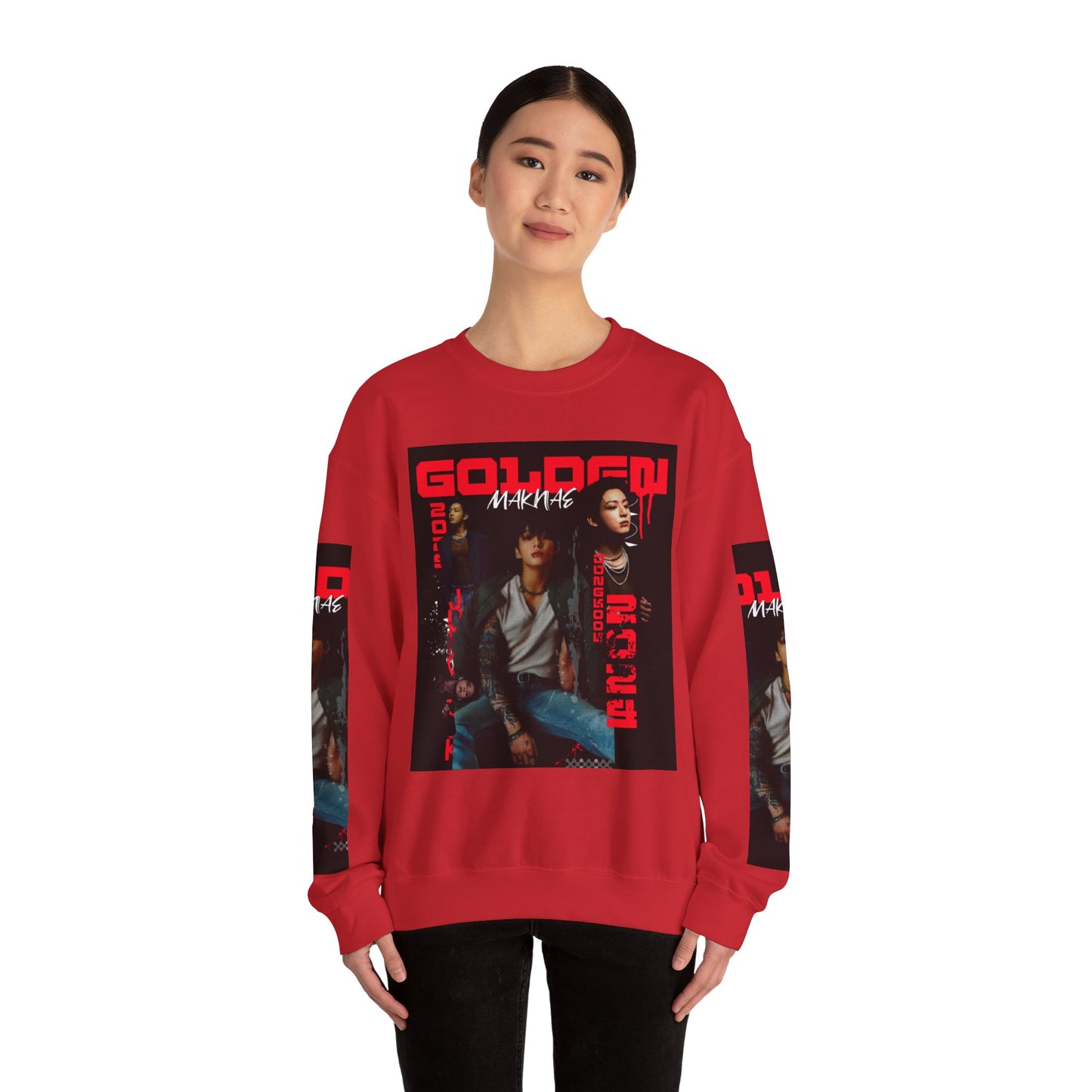 JK Golden Making Crewneck Sweatshirt — Retro K-Pop Photo Graphic
