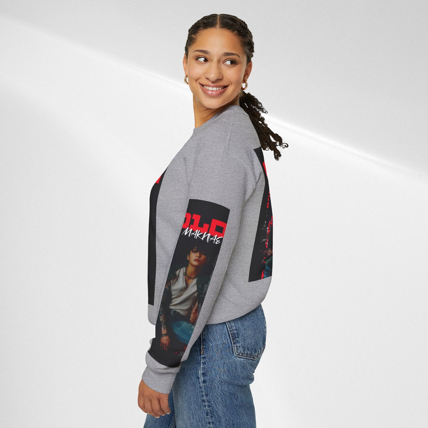 JK Golden Making Crewneck Sweatshirt — Retro K-Pop Photo Graphic