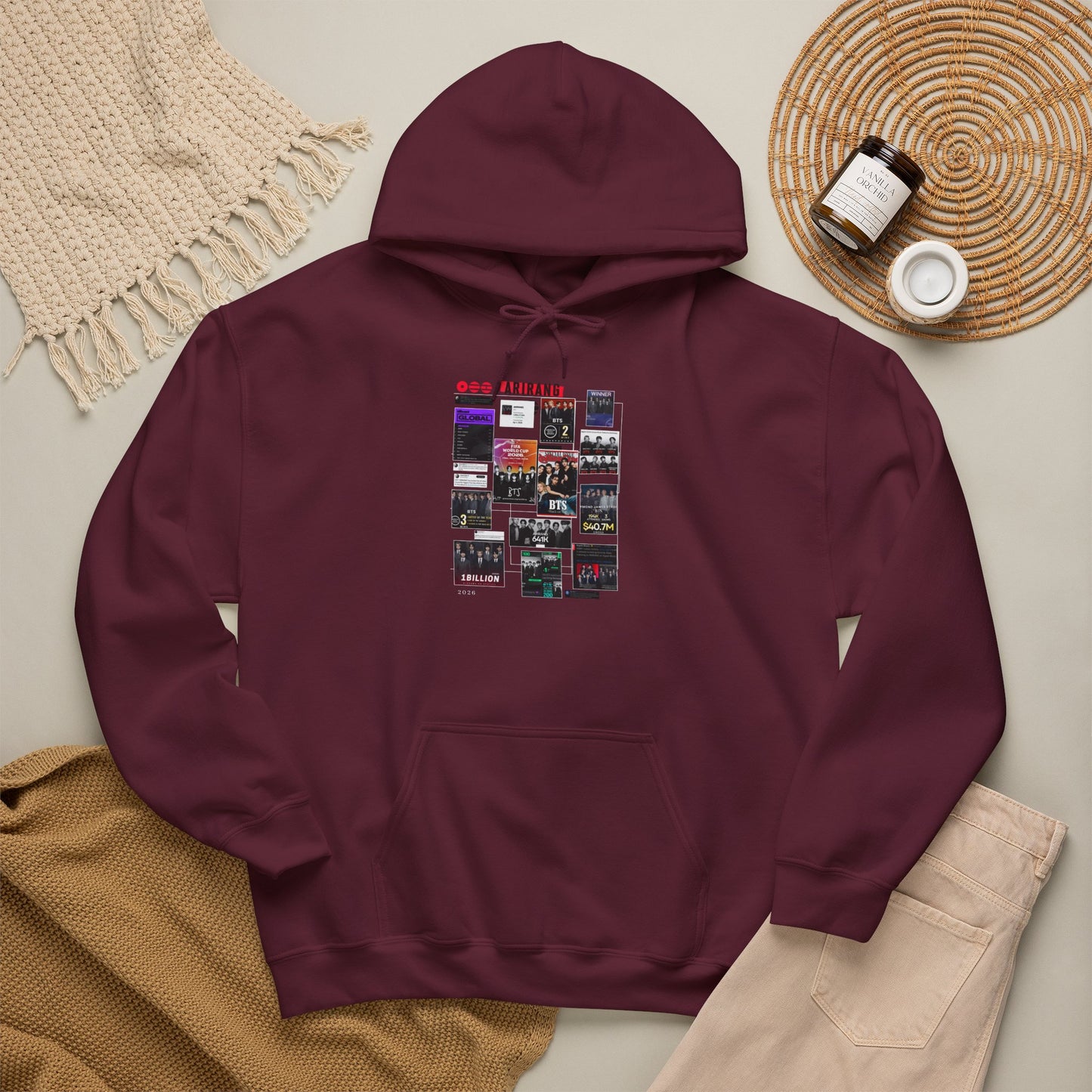 BTS ARIRANG Band Poster Collage Hoodie — Vintage Gig Tour Graphic Sweatshirt
