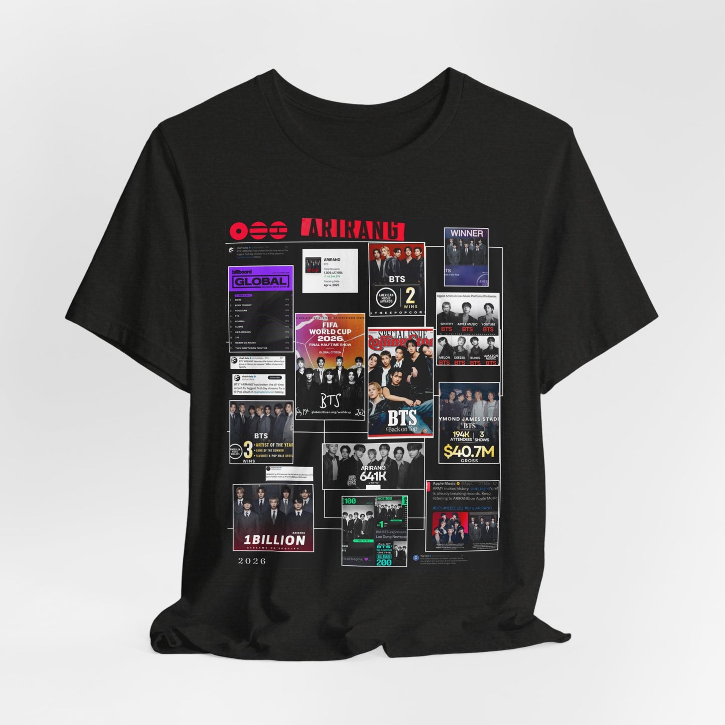 BTS  ARIRANG Collage Graphic Tee — K‑Pop Fan Tribute Shirt