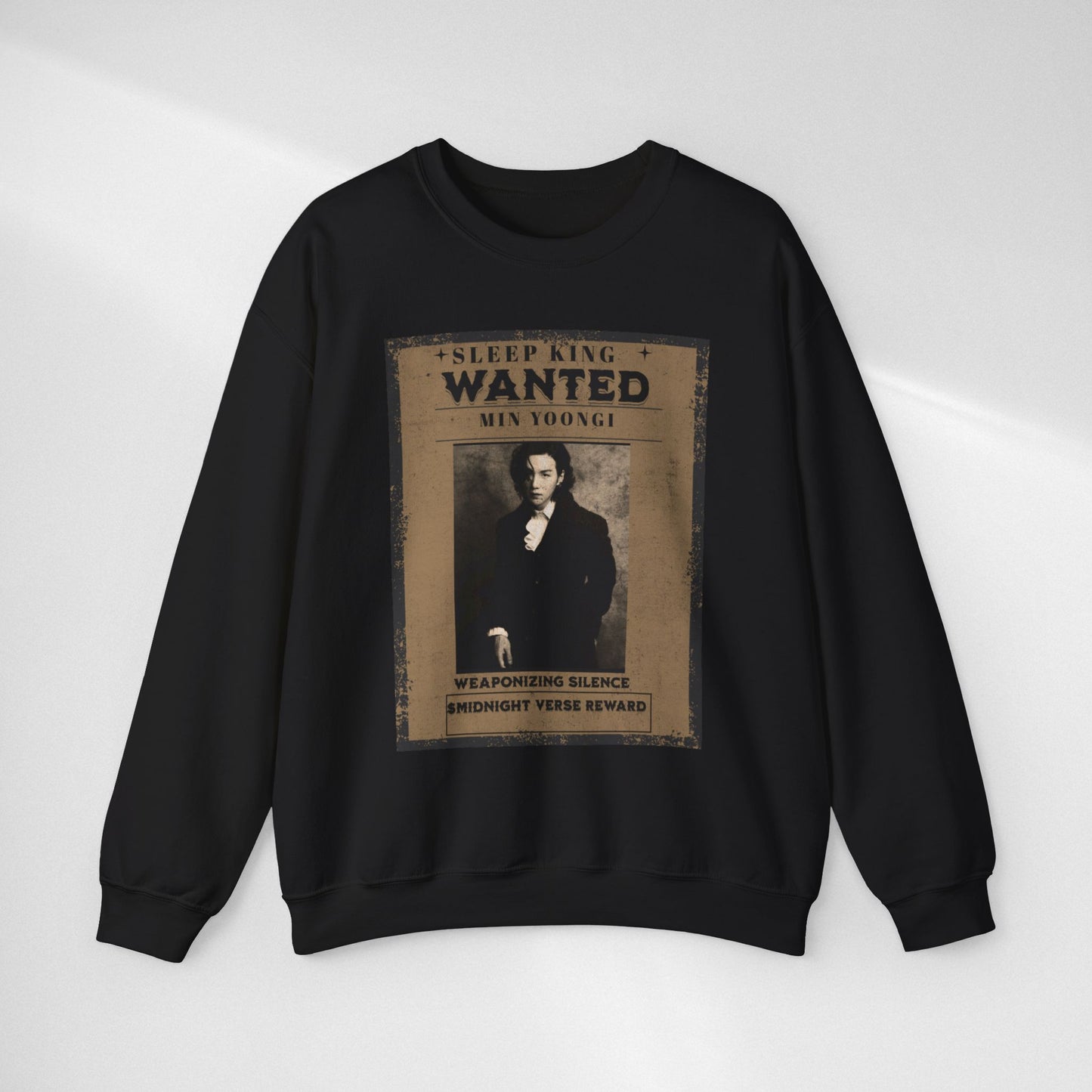 Crewneck Sweatshirt "Wanted: Min Yoongi" Vintage Poster BTS Suga Fan Apparel