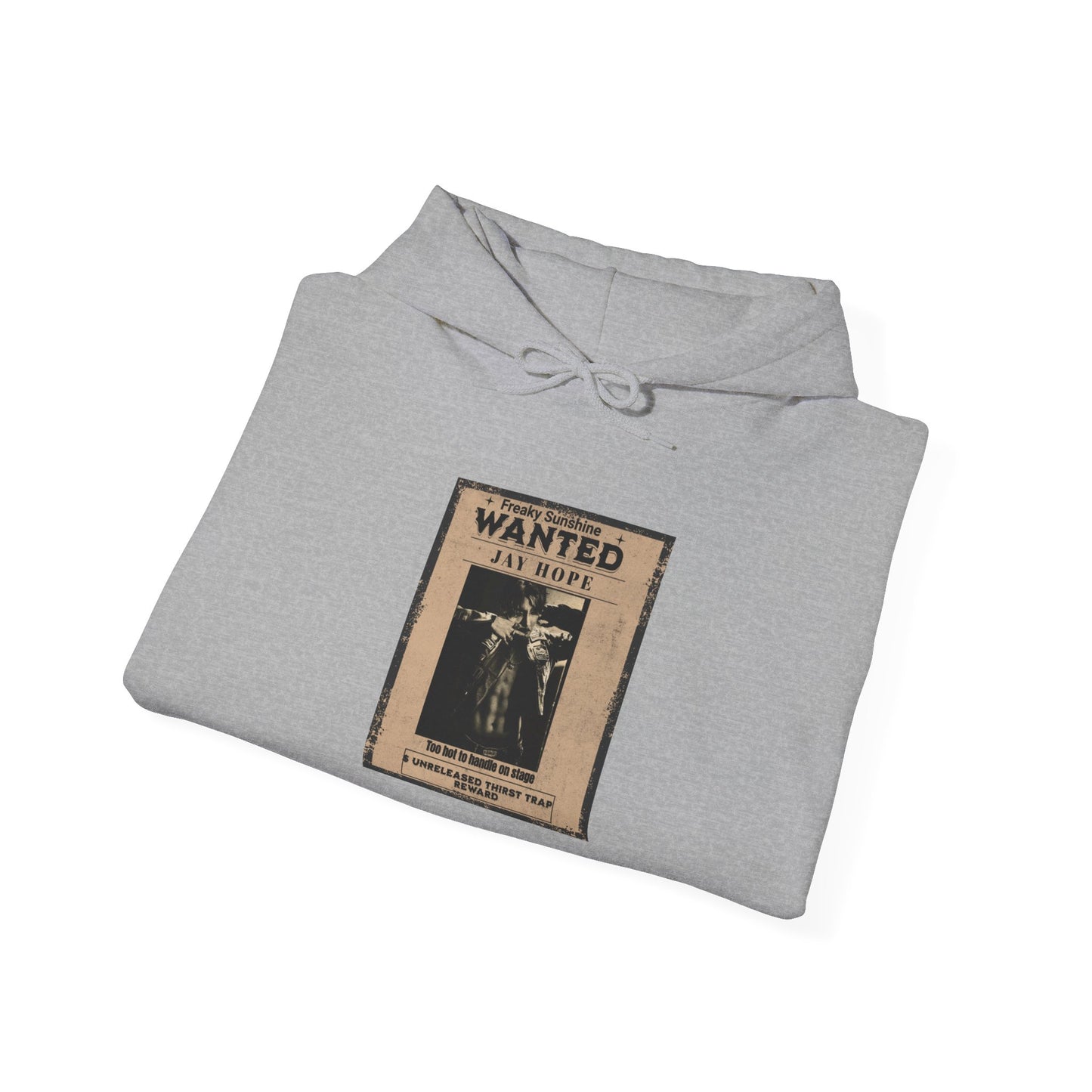 Hoodie - Vintage JHOPE 'WANTED' Poster Graphic Hooded Sweatshirt