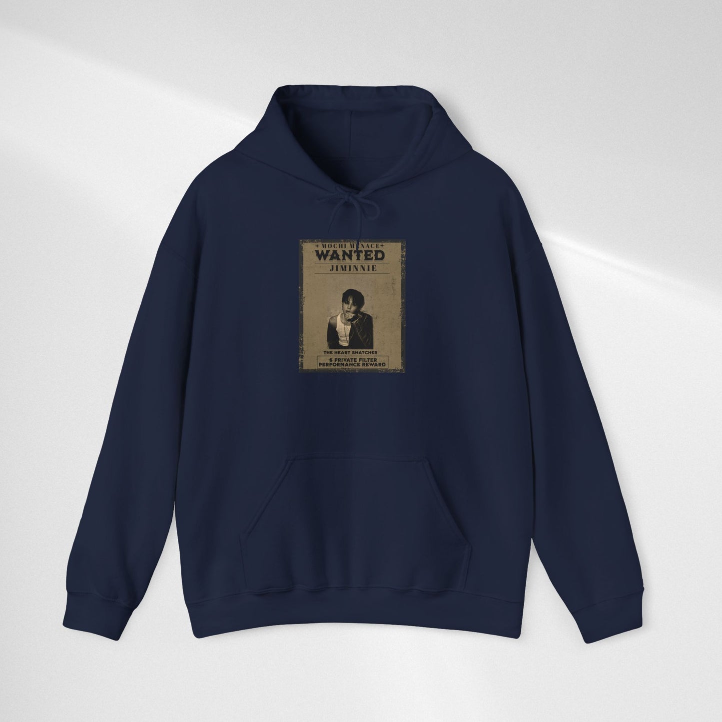 JIMIN Wanted Poster Hoodie — Vintage Photo "Wanted" Graphic Sweatshirt