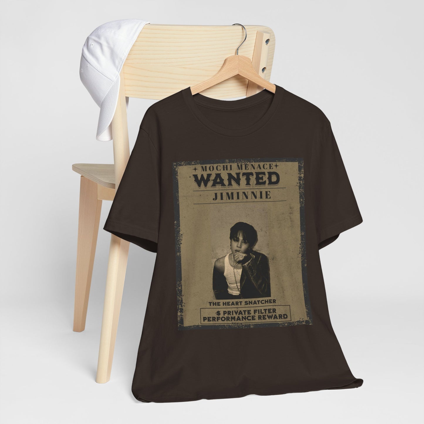 JIMIN Wanted Poster Graphic Tee — 'Mischief Menace' Vintage Style