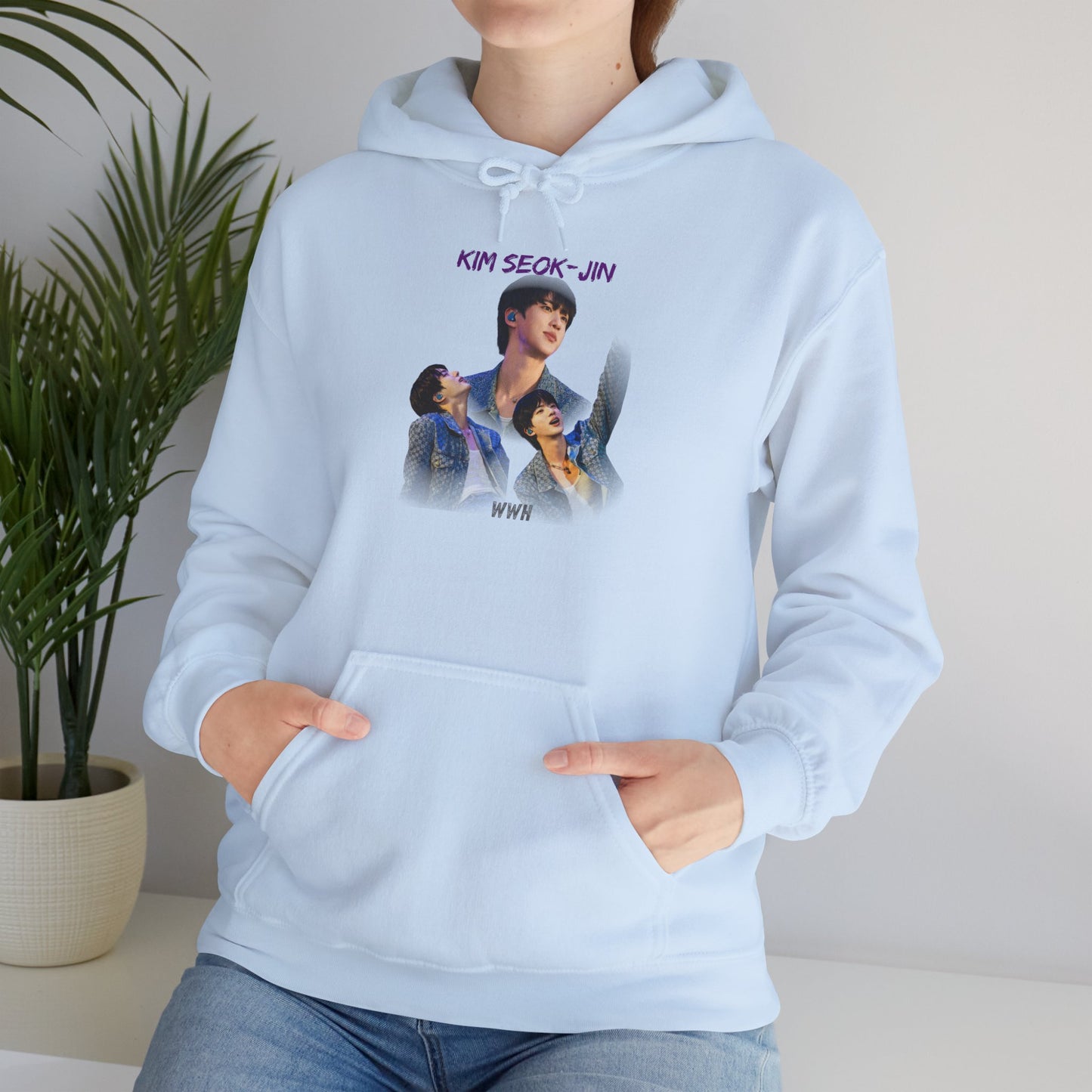 JIN Graphic Hoodie — Artistic Three-Image Portrait Design