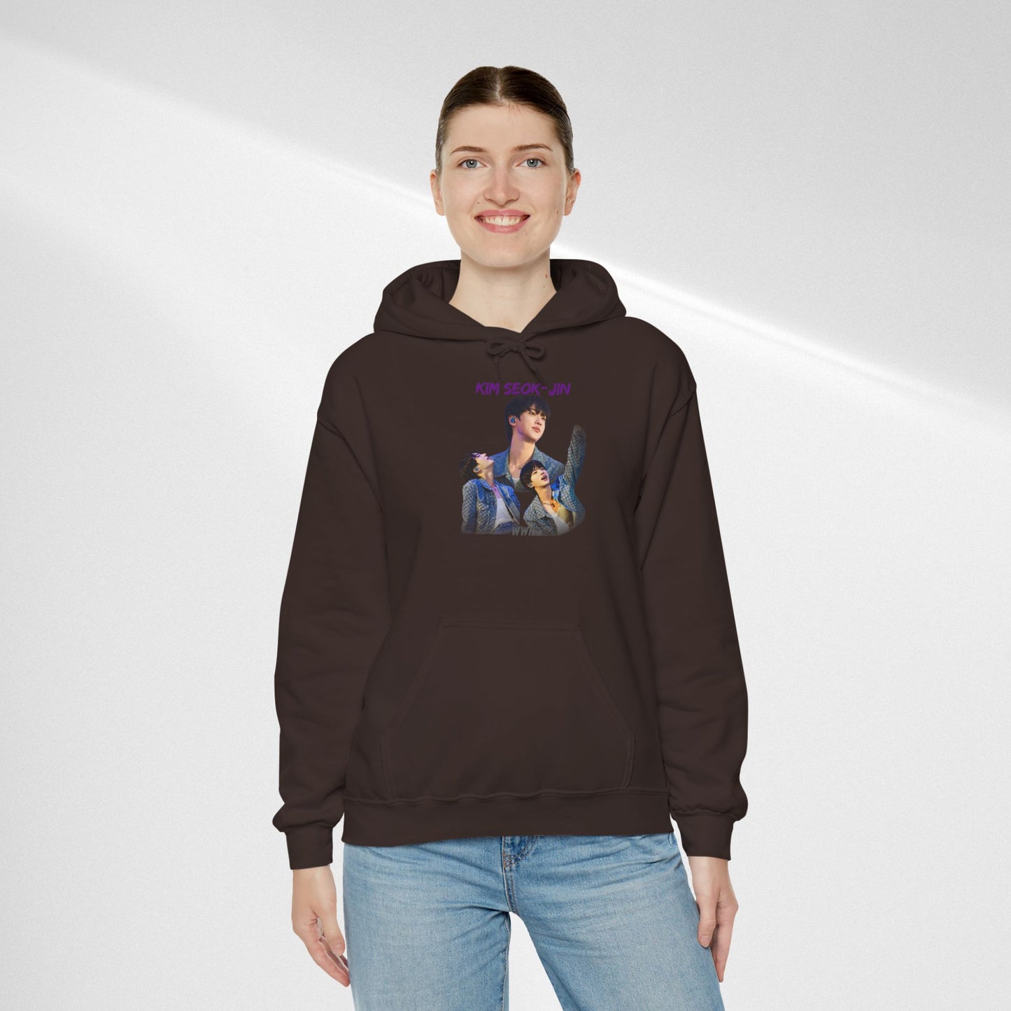 JIN Graphic Hoodie — Artistic Three-Image Portrait Design