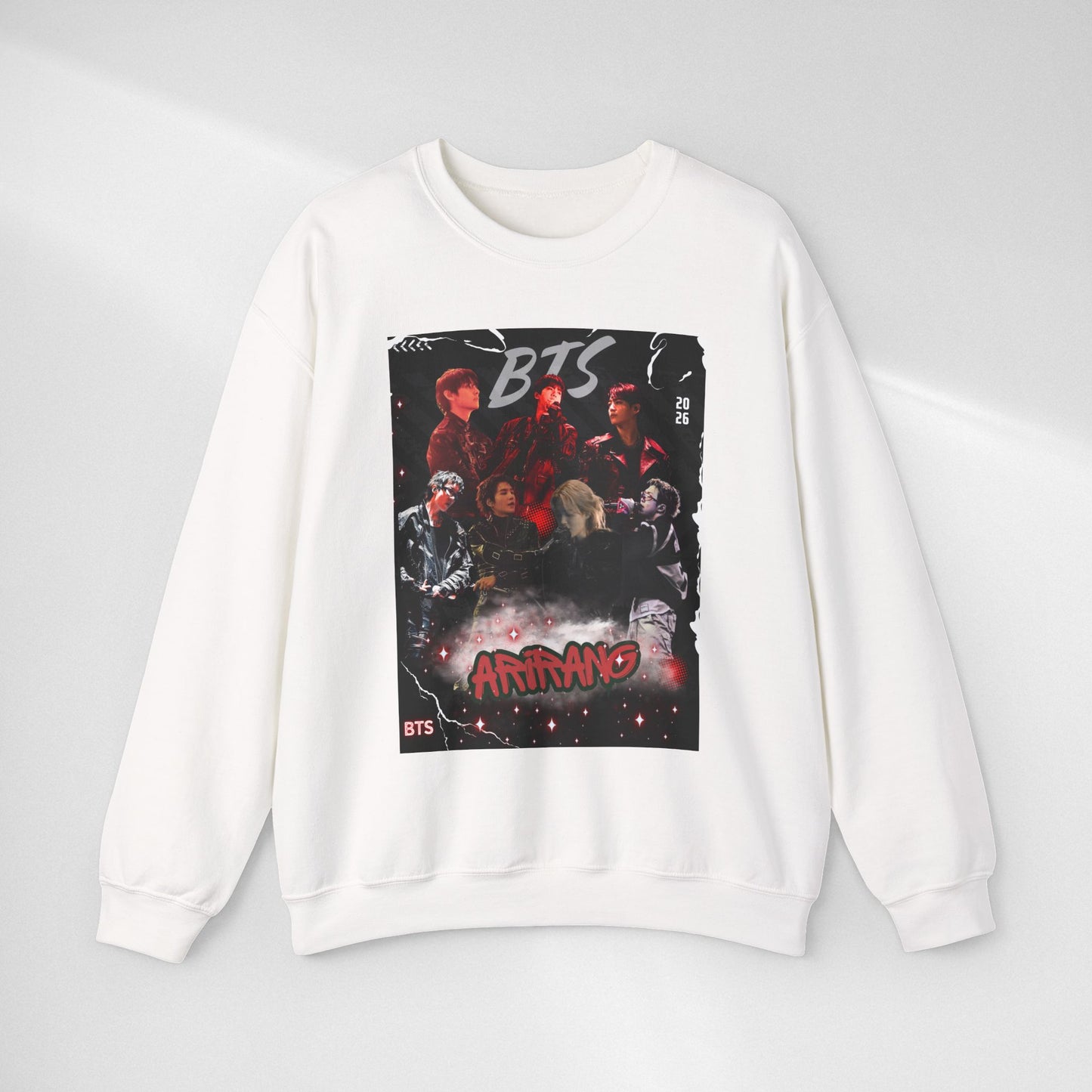 BTS Graphic Crewneck Sweatshirt – Red & Black Band Photo Design