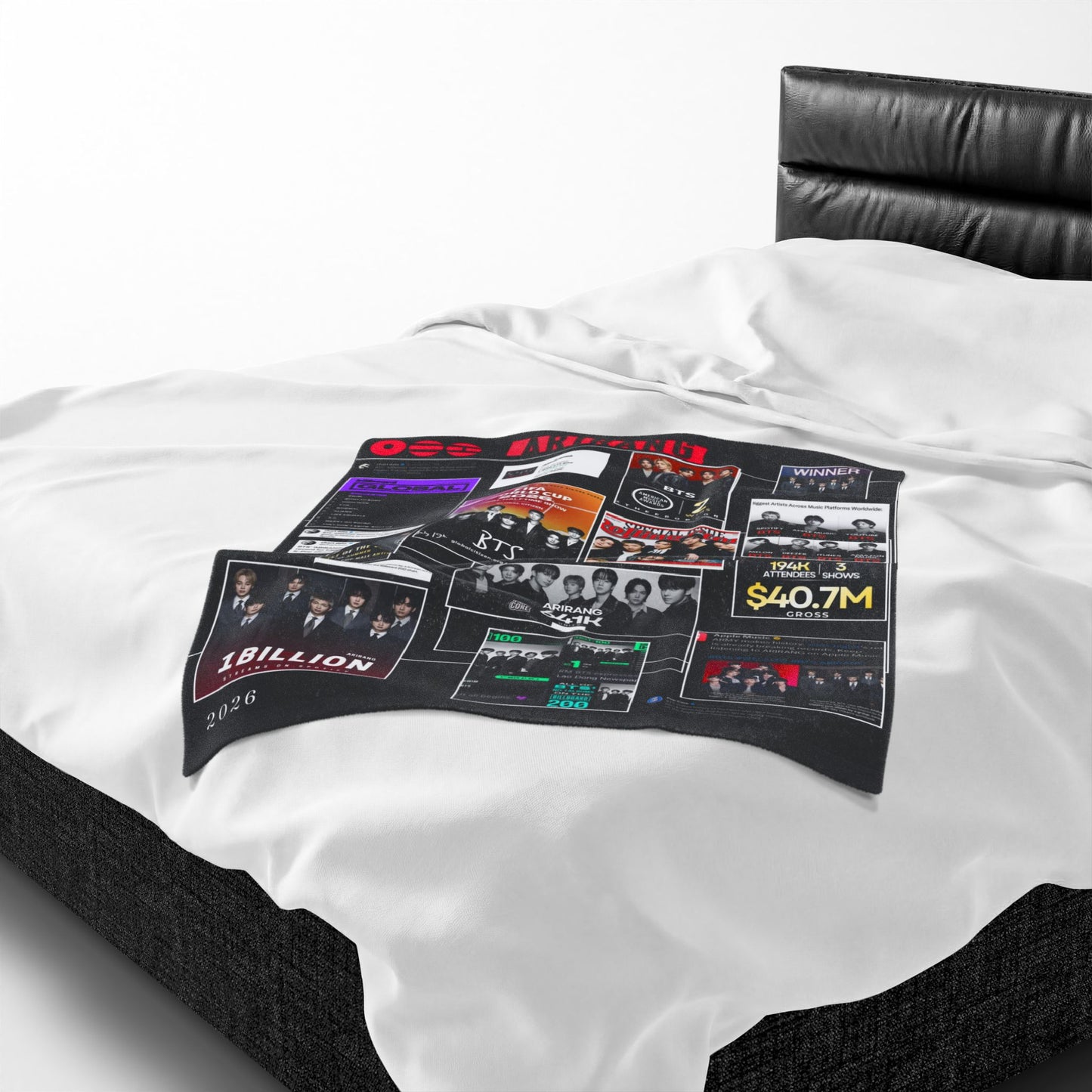 BTS ARIRANG Collage Velveteen Plush Blanket — K-Pop Fan Merchandise