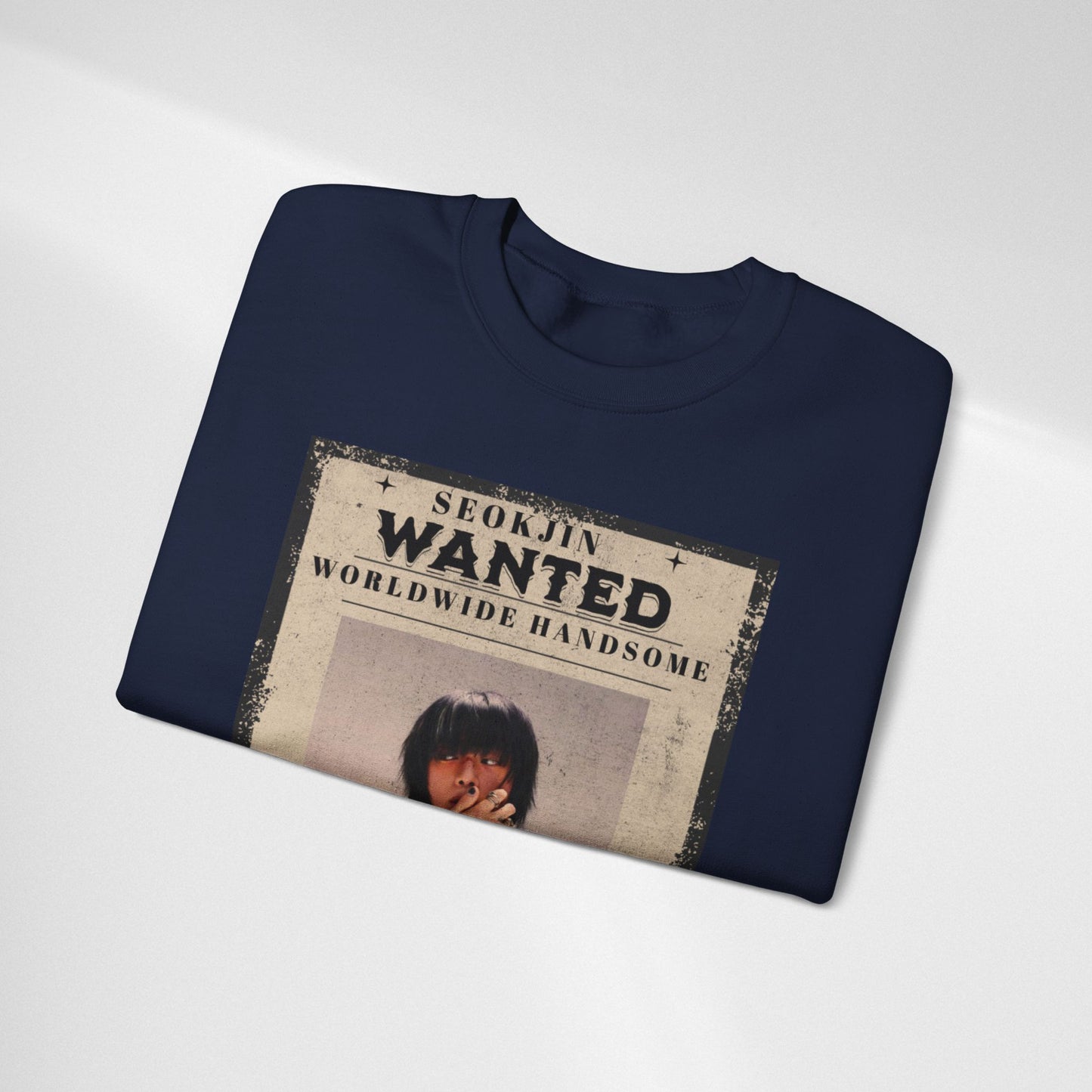 Wanted Poster Crewneck Sweatshirt — "Seokjin Wanted: Worldwide Handsome" Vintage K-pop Pullover